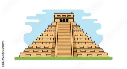 Iconic pyramid structure symbolizing ancient history and architectural marvel against a vibrant sky