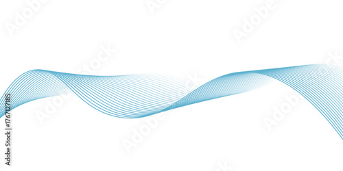 Abstract soft blue with waves on white background. Simple wavy lines design. Digital waves concept