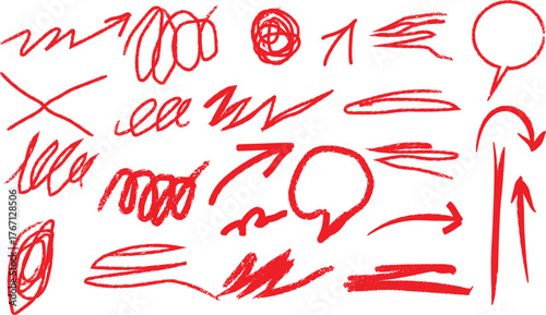 Abstract red scribbles and doodles forming a unique artistic silhouette