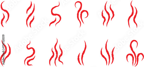 Abstract red flame shapes and swirling designs a striking silhouette