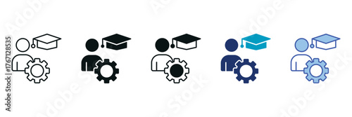 Apprenticeship Icon Set Consisting of Multiple Styles Vector Illustration