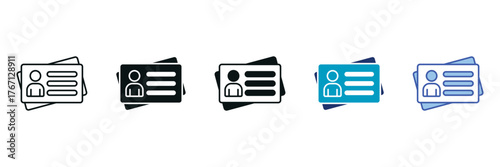 Credential Icon Set Consisting of Multiple Styles Vector Illustration
