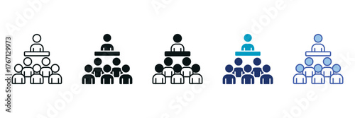 Public Speaking Icon Set Consisting of Multiple Styles Vector Illustration