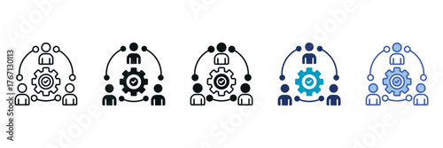 Teamwork Icon Set Consisting of Multiple Styles Vector Illustration