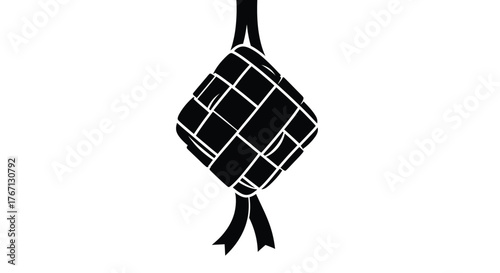 A black and white illustration of a traditional malay kueh shaped dessert