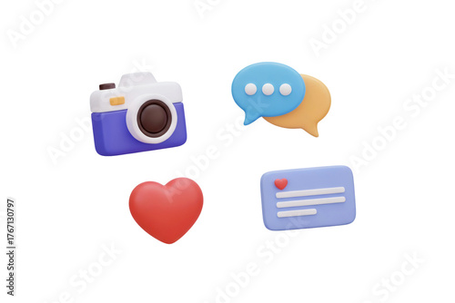 Stylized social media icons arranged in a horizontal row against a plain, isolated background.