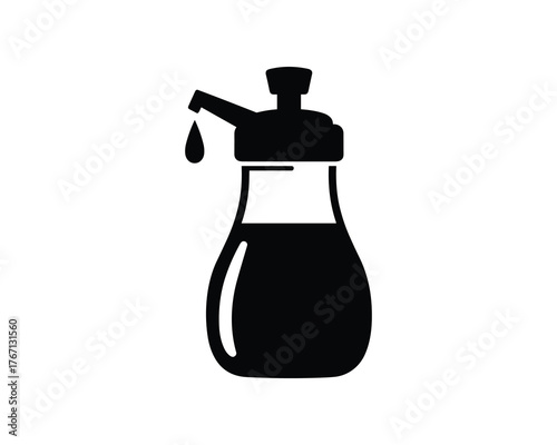 Bottle dispenser icon, oil liquid sauce pourer, kitchen condiment container, cooking food design element