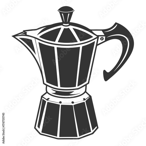 Black and White Illustration of a Moka Pot Coffee Maker stovetop espresso