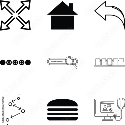 Vector art of collection of diverse icons representing various concepts