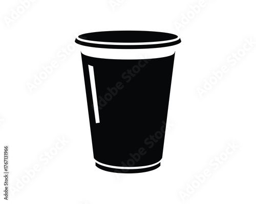 Disposable Plastic Cup Full of Drink Simple Silhouette Icon Vector Graphic Design