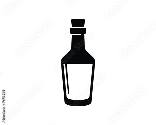 Glass bottle with cork stopper product illustration isolated on white background condiment or sauce container design