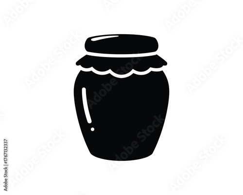 Jam Jar Icon Vector Silhouette Isolated On White Background Preserve Container Symbol
