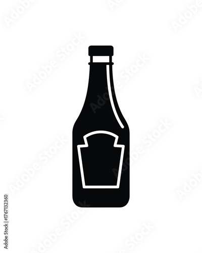Ketchup bottle icon, food condiments and sauces