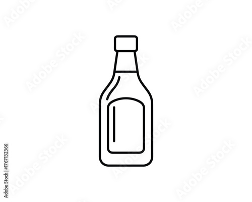 Ketchup bottle minimal line icon, bottle sauce condiment symbol