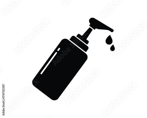 Ketchup bottle vector icon, sauce dispenser, condiment container, food packaging design element