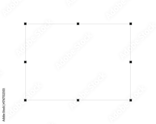 Geometric selection bounding box with eight black control points and thin gray lines on a clean white background.