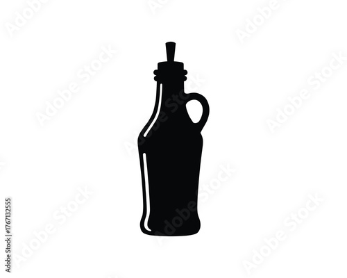 Olive oil bottle icon, vinegar dispenser, cooking sauce jug, kitchen container design element
