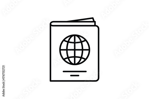 Passport icon with globe symbol, international identity document for travel and immigration vector