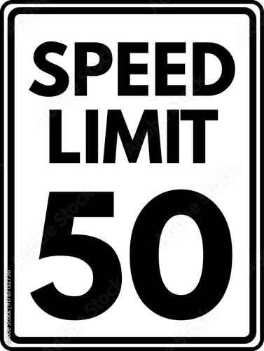 Speed Limit 50 Traffic Sign, Speed Limit 50 Sign Vector