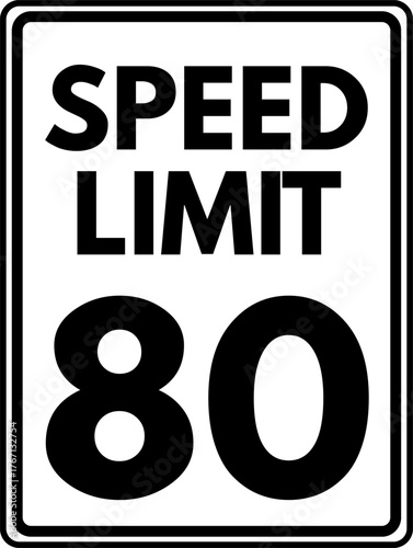 Speed Limit 80 Traffic Sign, Speed Limit 80 Sign Vector