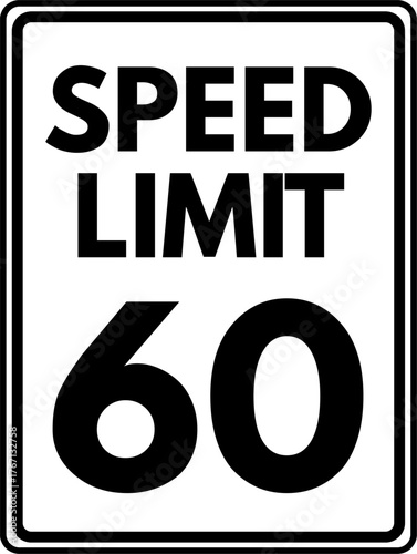 Speed Limit 60 Traffic Sign, Speed Limit 60 Sign Vector