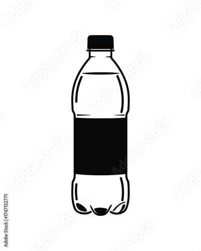 Plastic Water Bottle Outline Icon Drink Container Hydration Beverage Vector