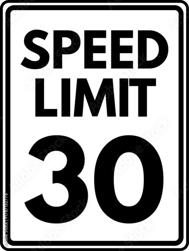 Speed Limit 30 Traffic Sign, Speed Limit 30 Sign Vector