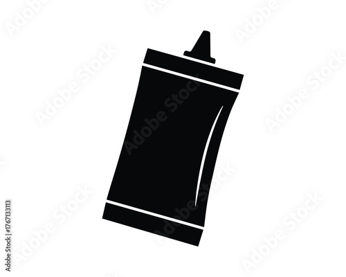 Squeeze Tube Ketchup Mustard Mayonnaise Black Glyph Food Sauce Packaging