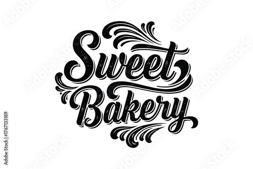 Sweet Bakery Handwritten Lettering Logo Design Template for Cafes Restaurants and Shops