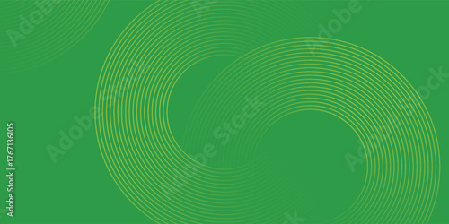 Abstract glowing green circle geometric line on dark green blue background. Modern shiny blue pattern design. Futuristic for banner, poster, brochure, presentation.