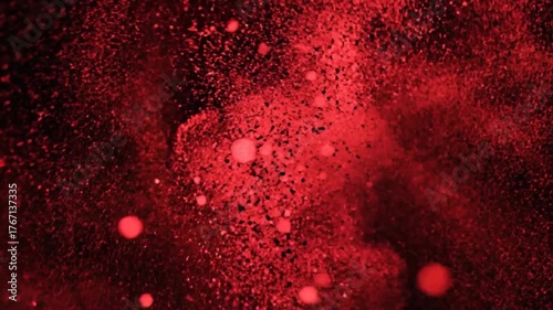 Wallpaper Mural Abstract Red Particles and Bokeh Lights Flowing on Black Background. Torontodigital.ca