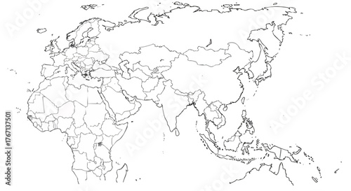map of the Asian continent and its division into countries