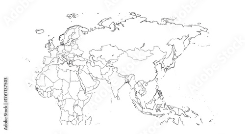 map of the Asian continent and its division into countries