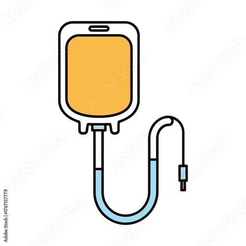 IV bag graphic with plasma fluid for medical treatment and healthcare concepts