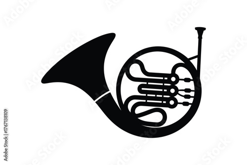 Silhouette of a french horn musical instrument