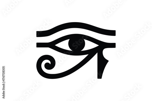 Ancient egyptian eye of horus symbol in black and white