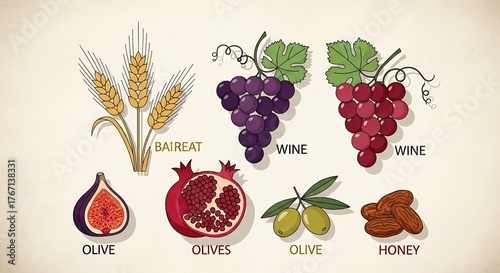 Seven Species of Israel - A Symbolic Representation of Abundance.