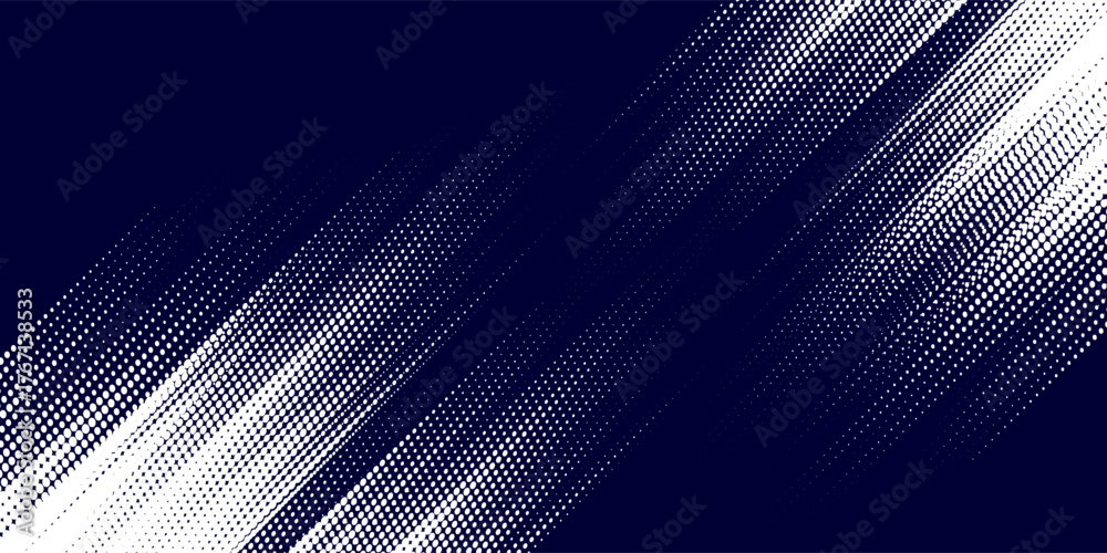 Fototapeta premium Abstract halftone wave dots grunge dark navy background. White pattern color. Modern grunge art
