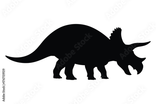 Black silhouette of a triceratops dinosaur