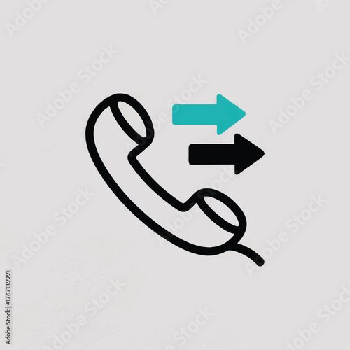 Telephone receiver icon with incoming and outgoing arrows call communication