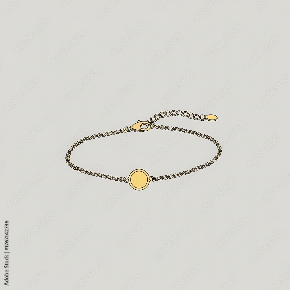 Fototapeta premium Elegant Gold Bracelet with Yellow Gemstone on a Delicate Chain.