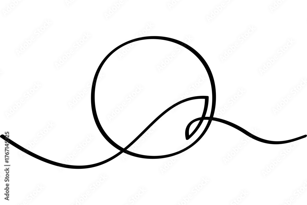 Obraz premium Circle illustration with continuous line design. Interesting abstract line art design.