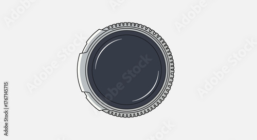 Camera Lens Cap Front View Technical Vector Illustration