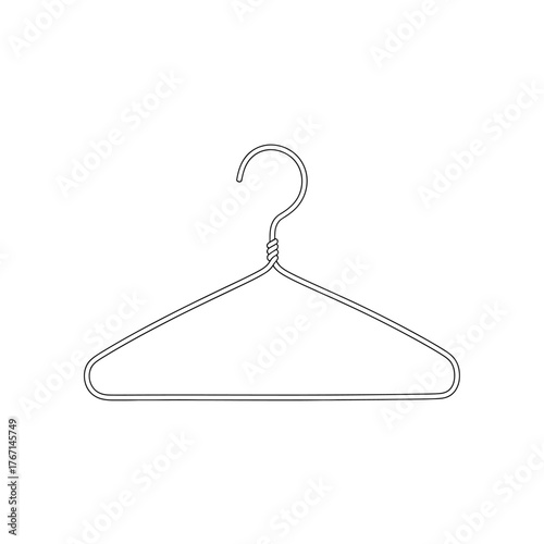 Simple Wire Clothes Coat Hanger Line Art Outline Icon