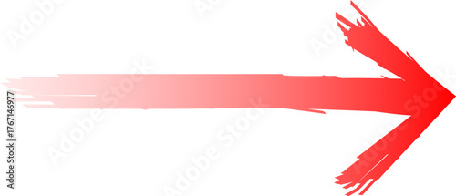 Red brushstroke arrow with a gradient effect pointing right on a white background.