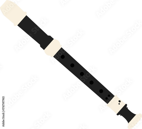 Isolated Illustration of a Black Recorder