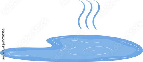 Illustration of a Hot Spring Onsen Evaporating