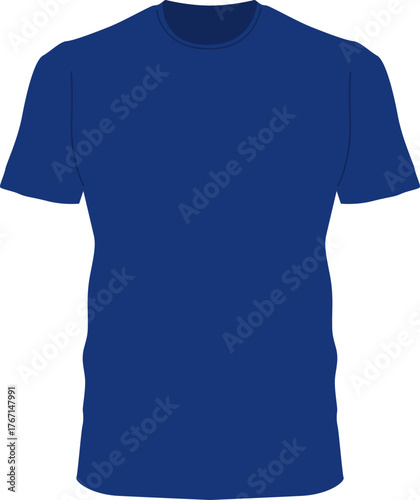 Blue Round Neck T-Shirt Front Mockup