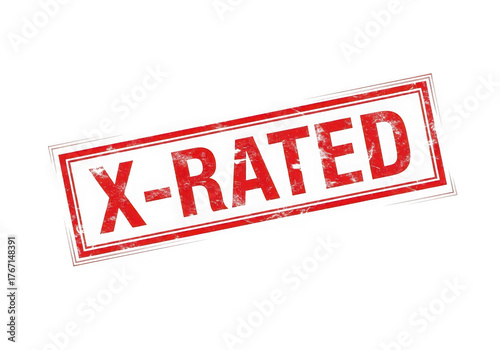 Red x rated stamp isolated on transparent background