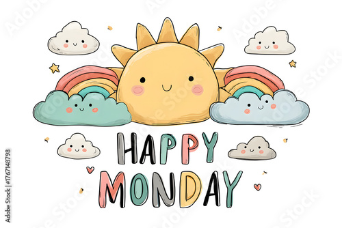 Cute Cartoon Happy Monday Illustration